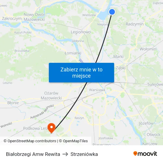 Białobrzegi Amw Rewita to Strzeniówka map