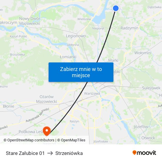 Stare Załubice 01 to Strzeniówka map