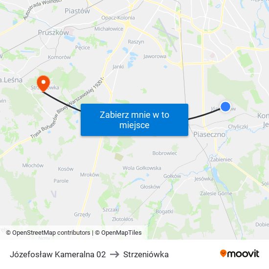 Józefosław Kameralna 02 to Strzeniówka map