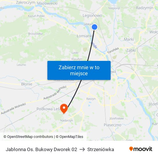 Jabłonna Os. Bukowy Dworek 02 to Strzeniówka map