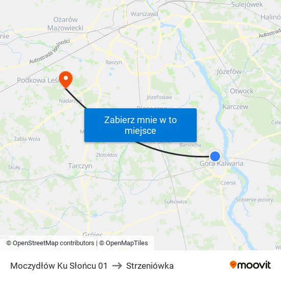 Moczydłów Ku Słońcu 01 to Strzeniówka map