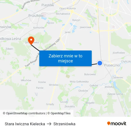 Stara Iwiczna Kielecka to Strzeniówka map