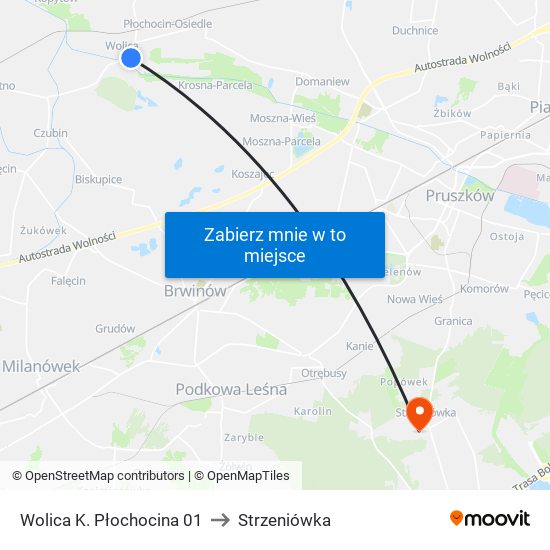 Wolica K. Płochocina 01 to Strzeniówka map