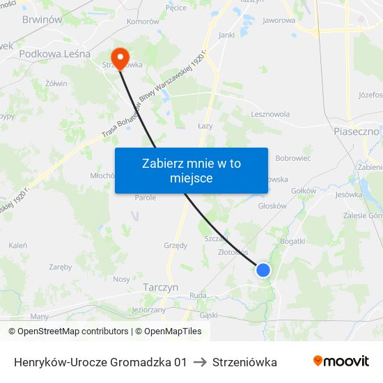 Henryków-Urocze Gromadzka 01 to Strzeniówka map