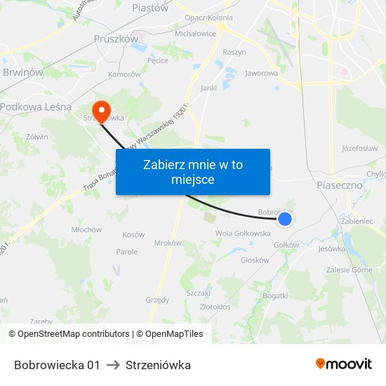 Bobrowiecka 01 to Strzeniówka map