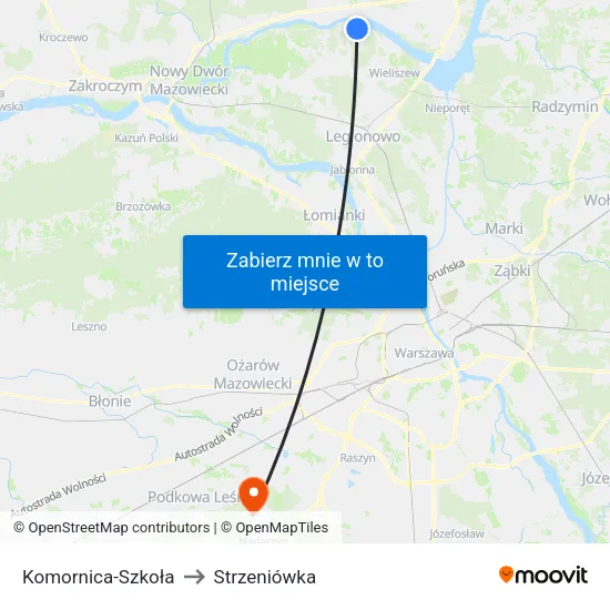 Komornica - Szkoła to Strzeniówka map
