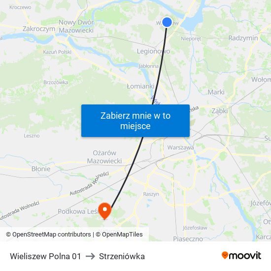 Wieliszew Polna 01 to Strzeniówka map