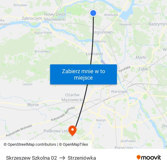 Skrzeszew Szkolna to Strzeniówka map