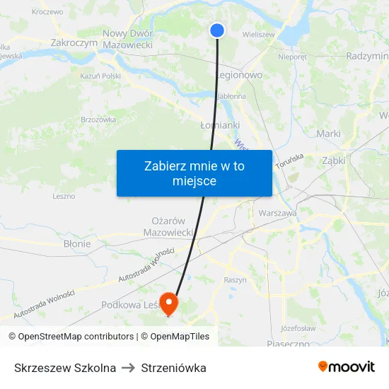 Skrzeszew Szkolna to Strzeniówka map