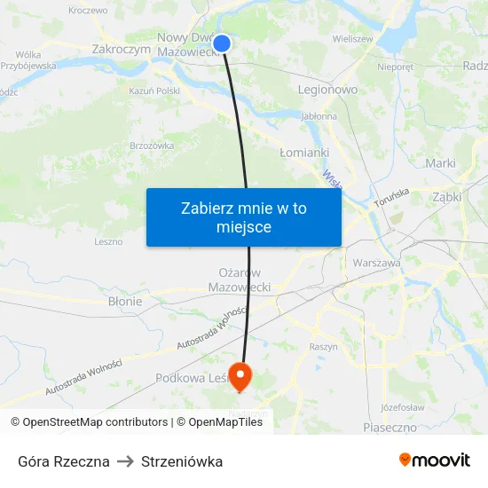 Góra Rzeczna to Strzeniówka map