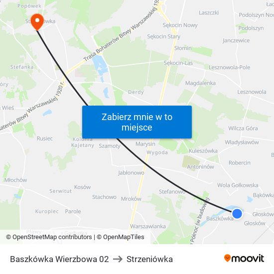 Baszkówka Wierzbowa 02 to Strzeniówka map