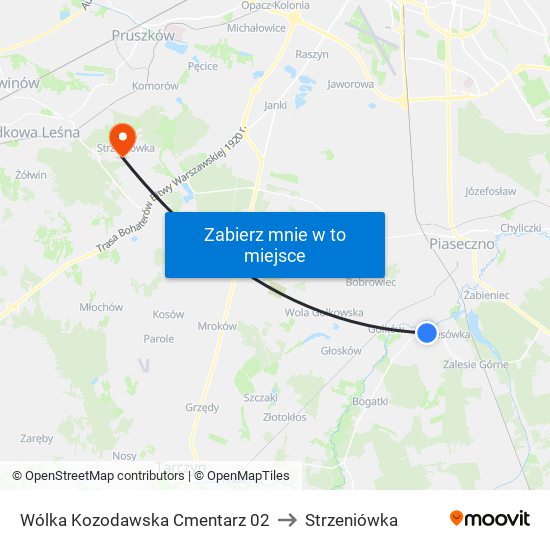 Wólka Kozodawska Cmentarz to Strzeniówka map