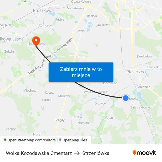 Wólka Kozodawska Cmentarz to Strzeniówka map