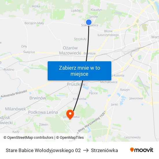 Stare Babice Wołodyjowskiego 02 to Strzeniówka map