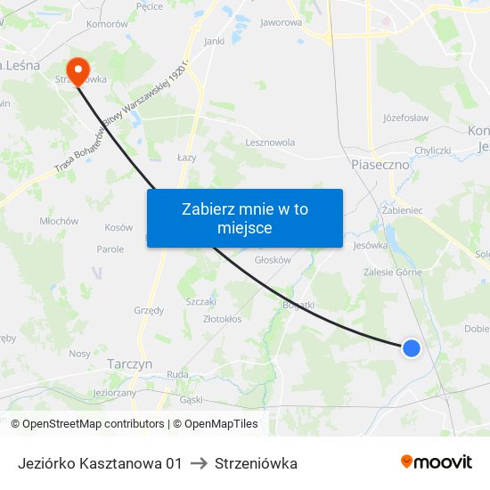 Jeziórko Kasztanowa 01 to Strzeniówka map