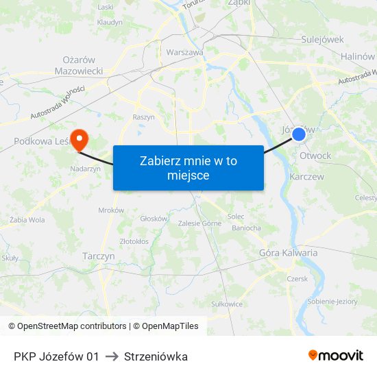 PKP Józefów to Strzeniówka map