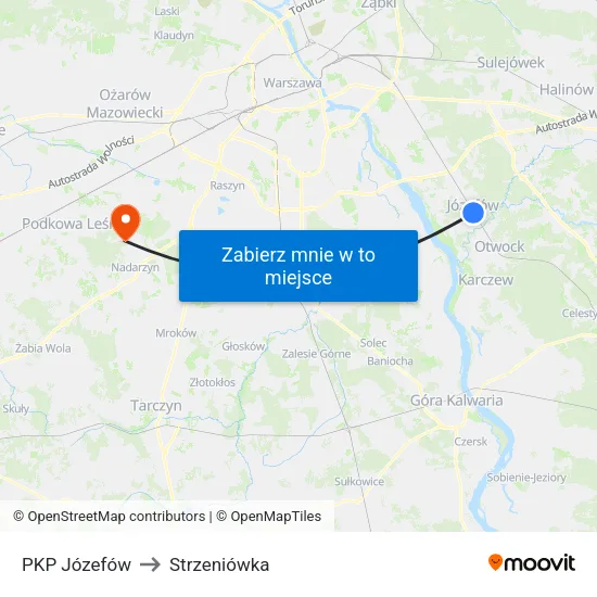 PKP Józefów to Strzeniówka map