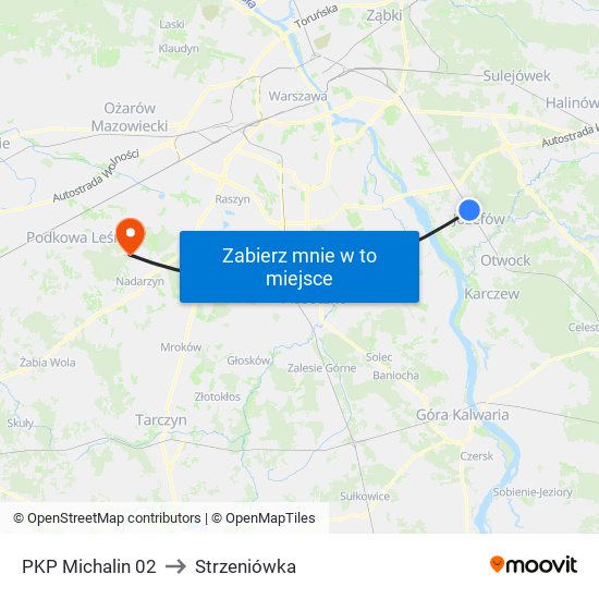 PKP Michalin to Strzeniówka map