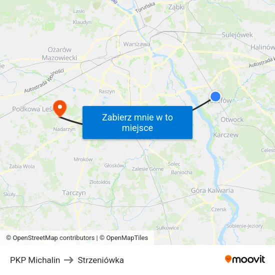 PKP Michalin to Strzeniówka map