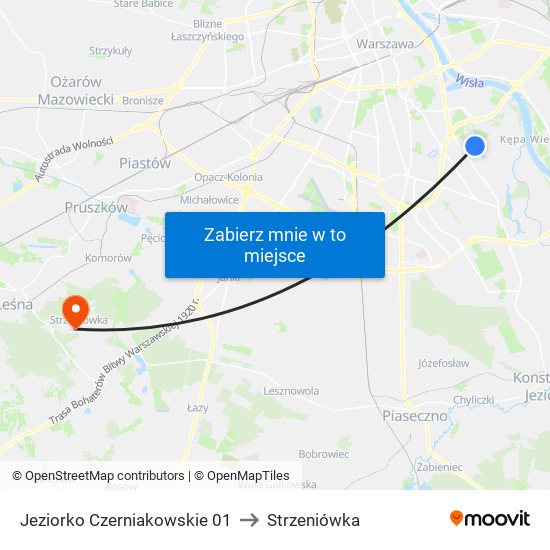 Jeziorko Czerniakowskie 01 to Strzeniówka map