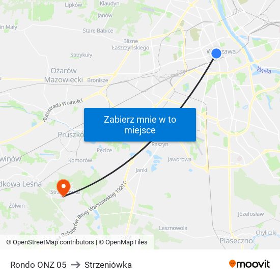 Rondo ONZ 05 to Strzeniówka map