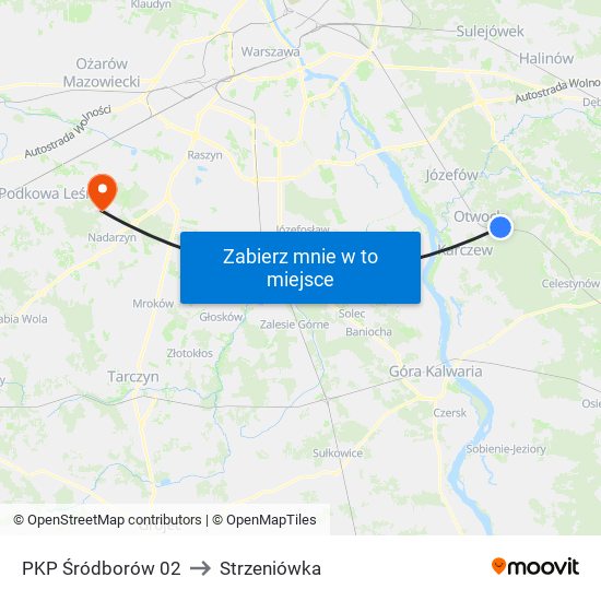 PKP Śródborów 02 to Strzeniówka map