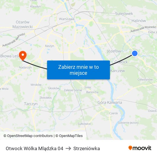 Otwock Wólka Mlądzka 04 to Strzeniówka map