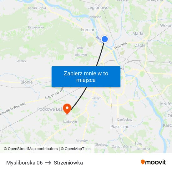 Myśliborska 06 to Strzeniówka map