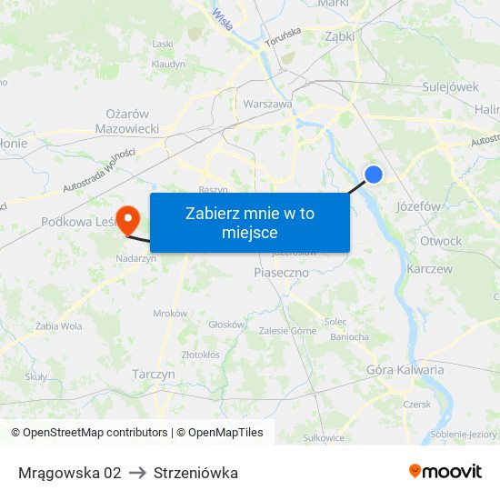 Mrągowska to Strzeniówka map