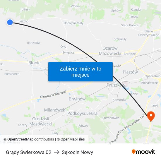 Grądy Świerkowa 02 to Sękocin Nowy map