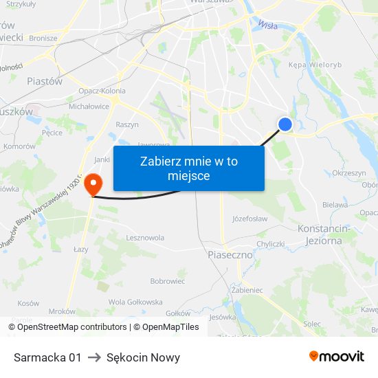 Sarmacka 01 to Sękocin Nowy map