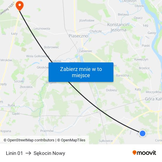 Linin 01 to Sękocin Nowy map