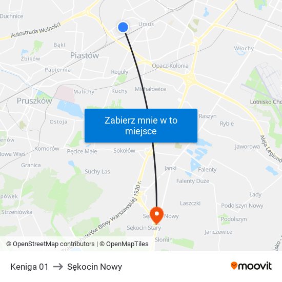 Keniga 01 to Sękocin Nowy map