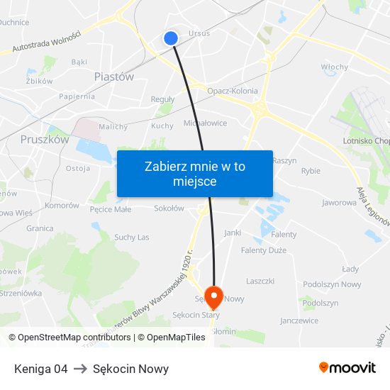 Keniga 04 to Sękocin Nowy map