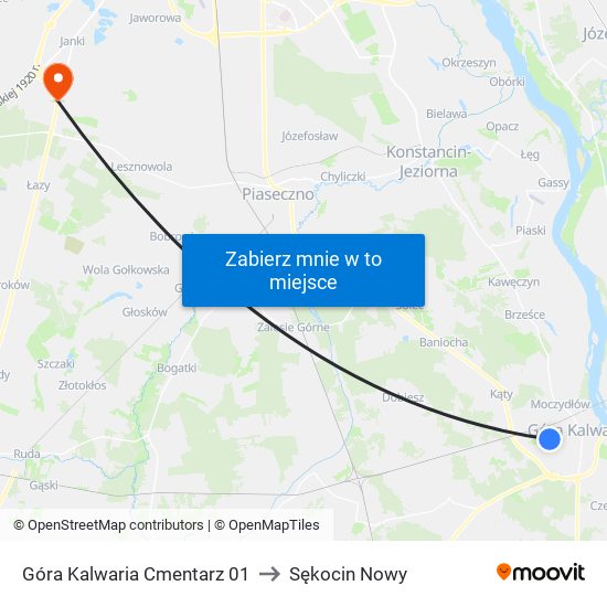 Góra Kalwaria Cmentarz 01 to Sękocin Nowy map