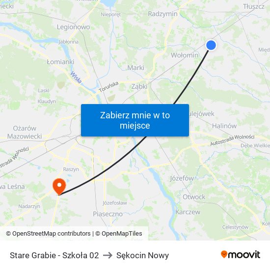 Stare Grabie - Szkoła 02 to Sękocin Nowy map