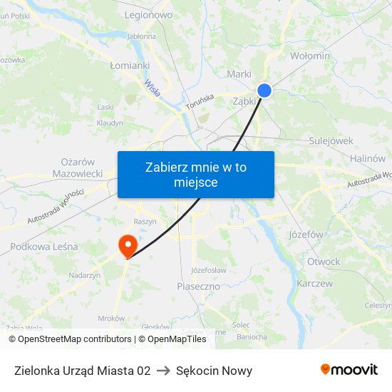 Zielonka Urząd Miasta 02 to Sękocin Nowy map