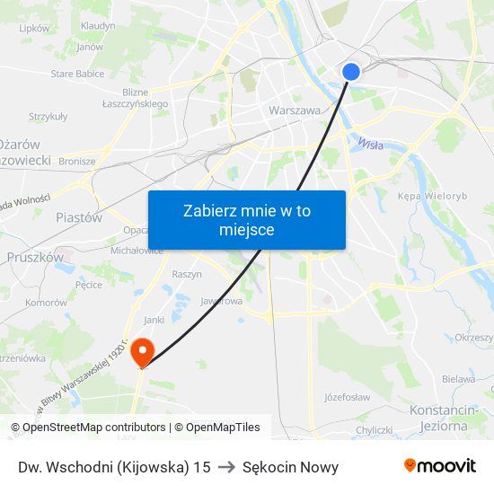 Dw. Wschodni (Kijowska) 15 to Sękocin Nowy map