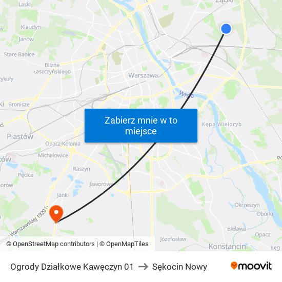 Ogrody Działkowe Kawęczyn 01 to Sękocin Nowy map