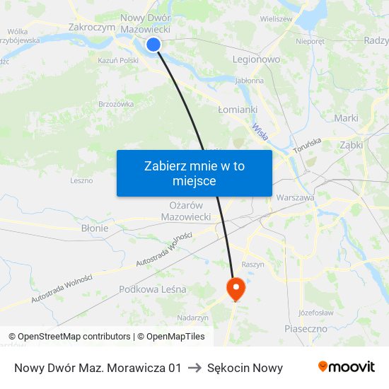 Nowy Dwór Maz. Morawicza 01 to Sękocin Nowy map