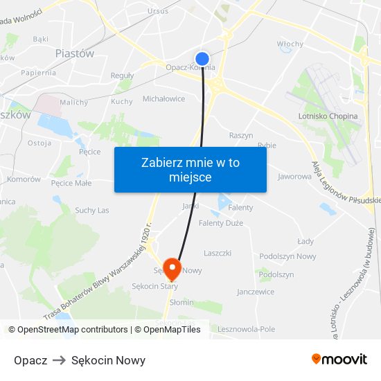 Opacz to Sękocin Nowy map