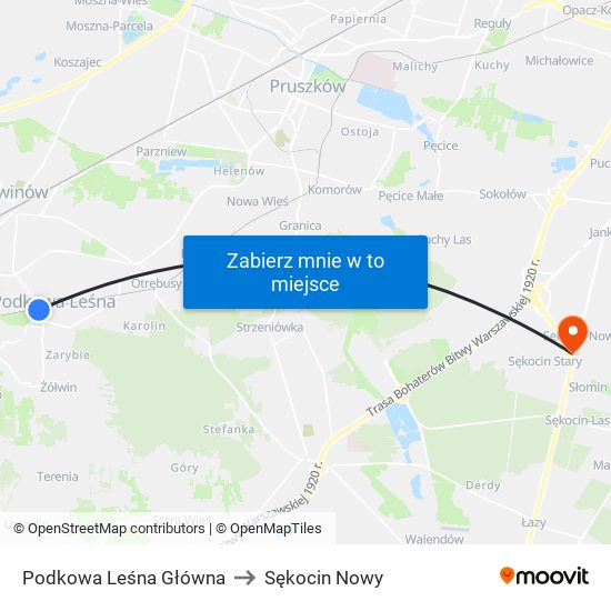 Podkowa Leśna Główna to Sękocin Nowy map