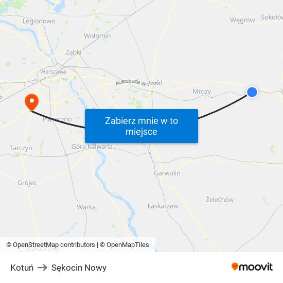 Kotuń to Sękocin Nowy map