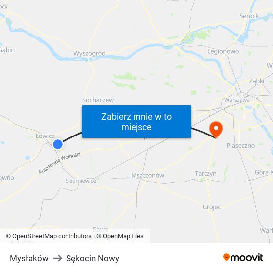 Mysłaków to Sękocin Nowy map