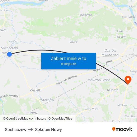 Sochaczew to Sękocin Nowy map