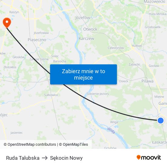 Ruda Talubska to Sękocin Nowy map