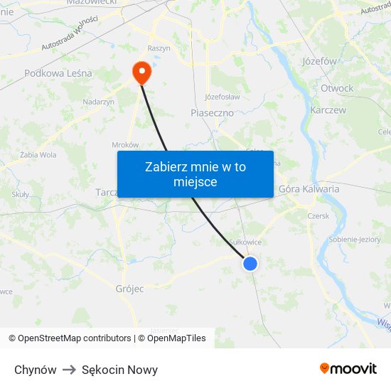 Chynów to Sękocin Nowy map