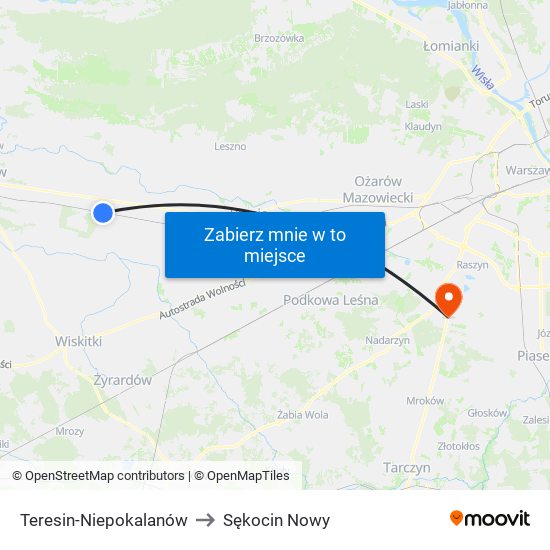 Teresin-Niepokalanów to Sękocin Nowy map