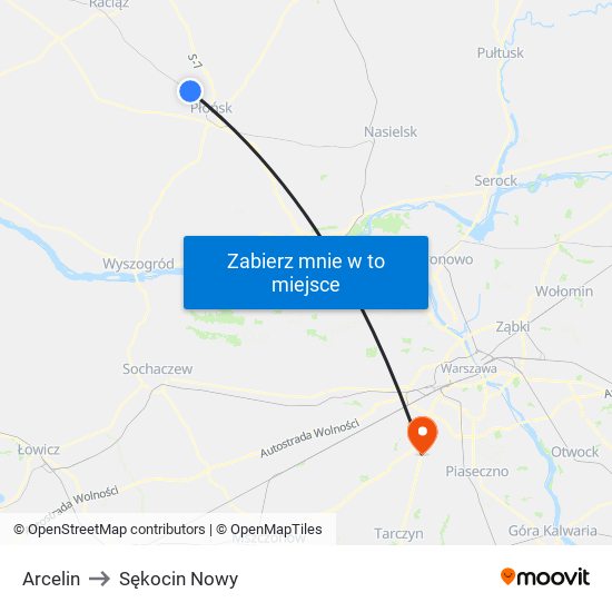 Arcelin to Sękocin Nowy map