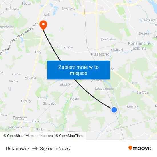 Ustanówek to Sękocin Nowy map